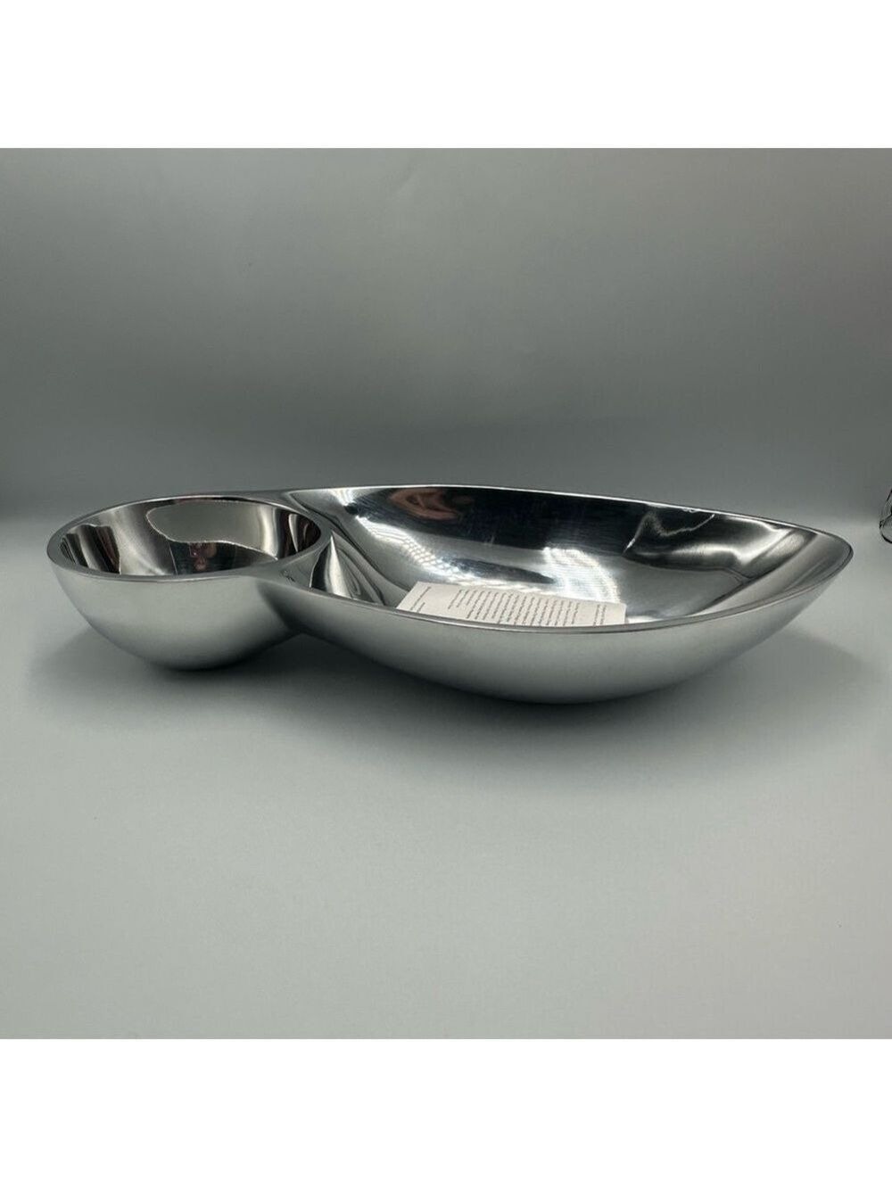 Nambe Pinion Chip & Dip Serving Bowl Metal Alloy Divided Platter Modern NIB - Picture 7 of 16